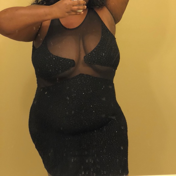 Sheer Glitter Mini Dress - Picture 1 of 3